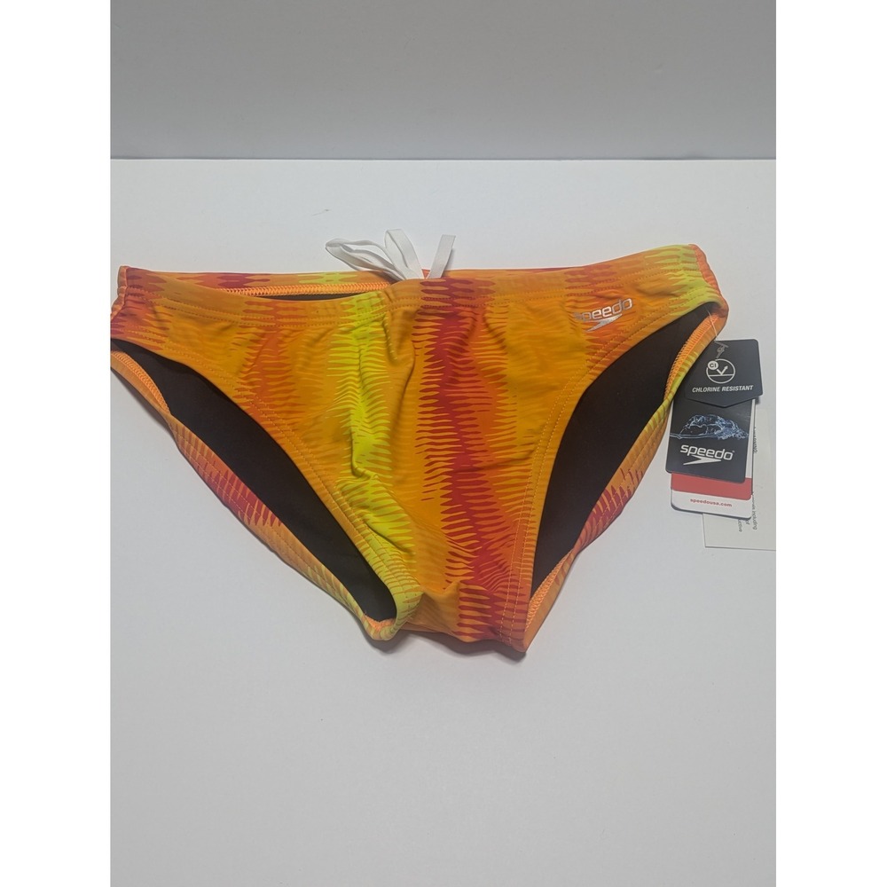 Speedo Mens Chlorine Resistant Swim Brief Mandarin Peel Orange Size 34